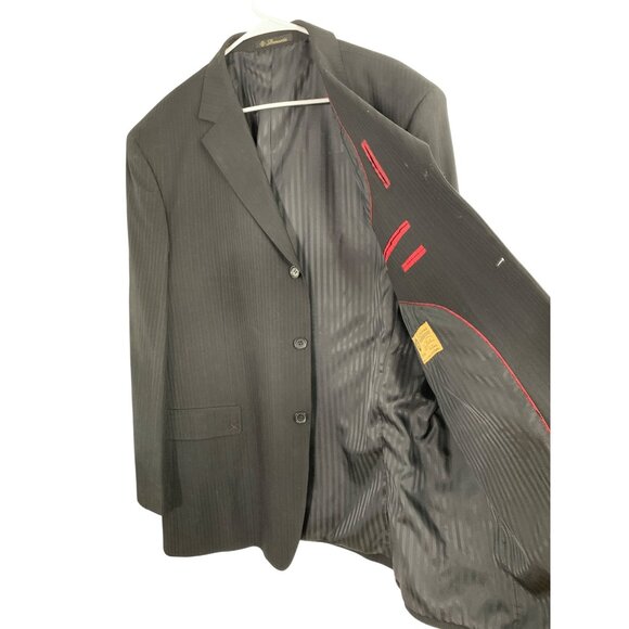 NWT Demantie Italy Black Pinstripe Super 150s Wool Mens Jacket 48R  RN10215 - Picture 4 of 8